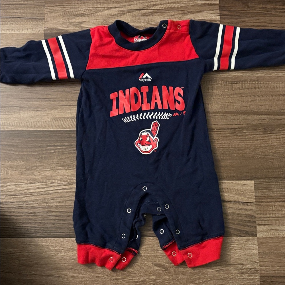 Majestic Navy and Red Indians Infant Romper